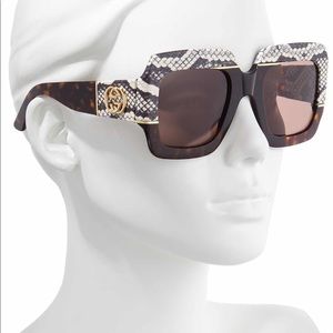 New Gucci Snakeskin Sunglasses in a case brown